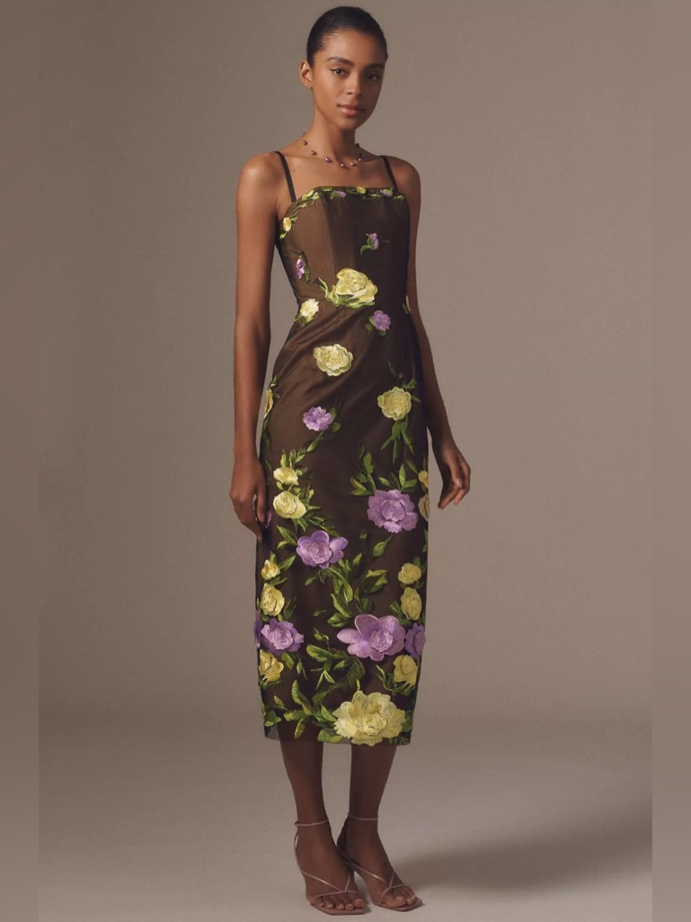 NWT Helsi Gemma Sleeveless 3D Floral Midi Dress Anthropologie